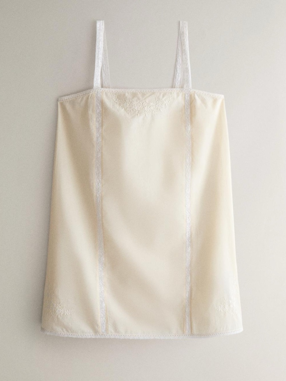 NWT Zara Home Lace Embroidered Cotton Nightgown Yellow M